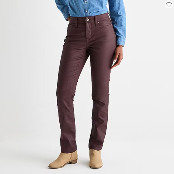 St. John’s Bay Women’s Mid-Rise Coated Straight Leg Jean - Picture 2 of 14